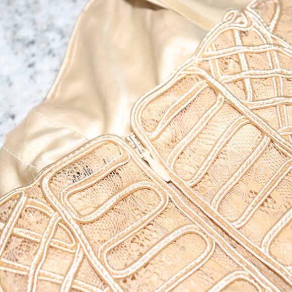 AXEL EMBELLISHED GUESS BY MARCIANO STRAPLESS GOLD DRESS - Picture 5 of 11